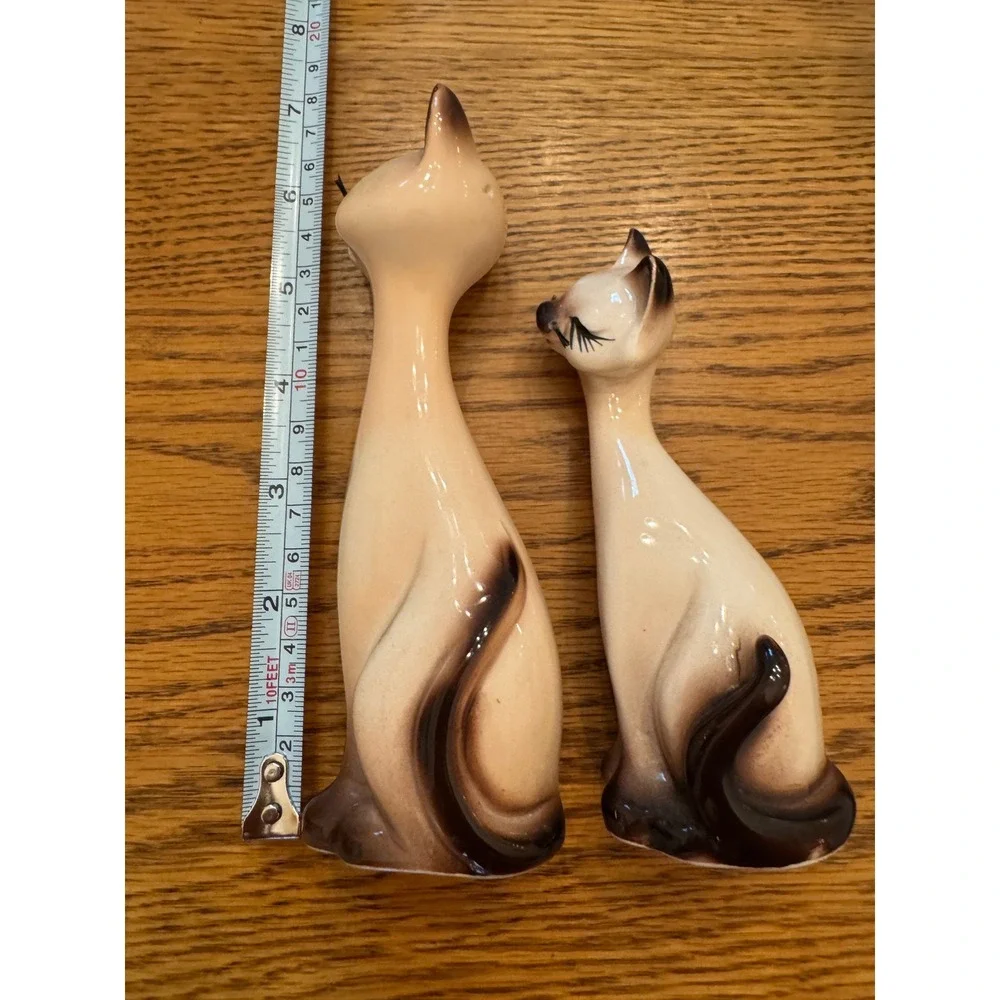 VTG A Mark Exclusive Cat Figurines Brown Vintage Siamese S&P Set Japan Whiskers